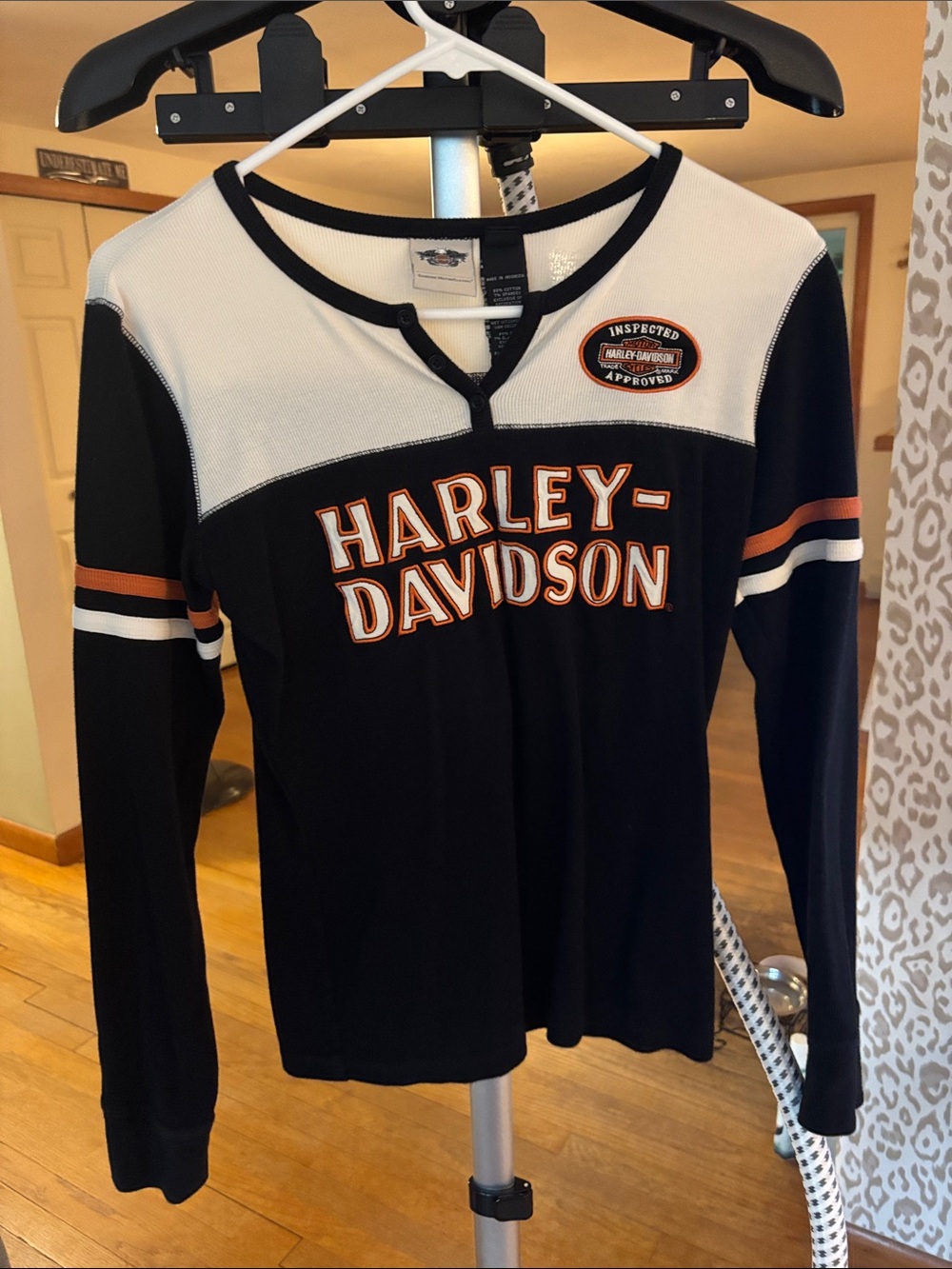 Harley-Davidson Black, White & Orange Logo Long Sleeve Shirt
